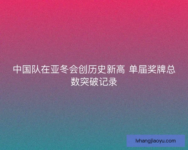 中国队在亚冬会创历史新高 单届奖牌总数突破记录